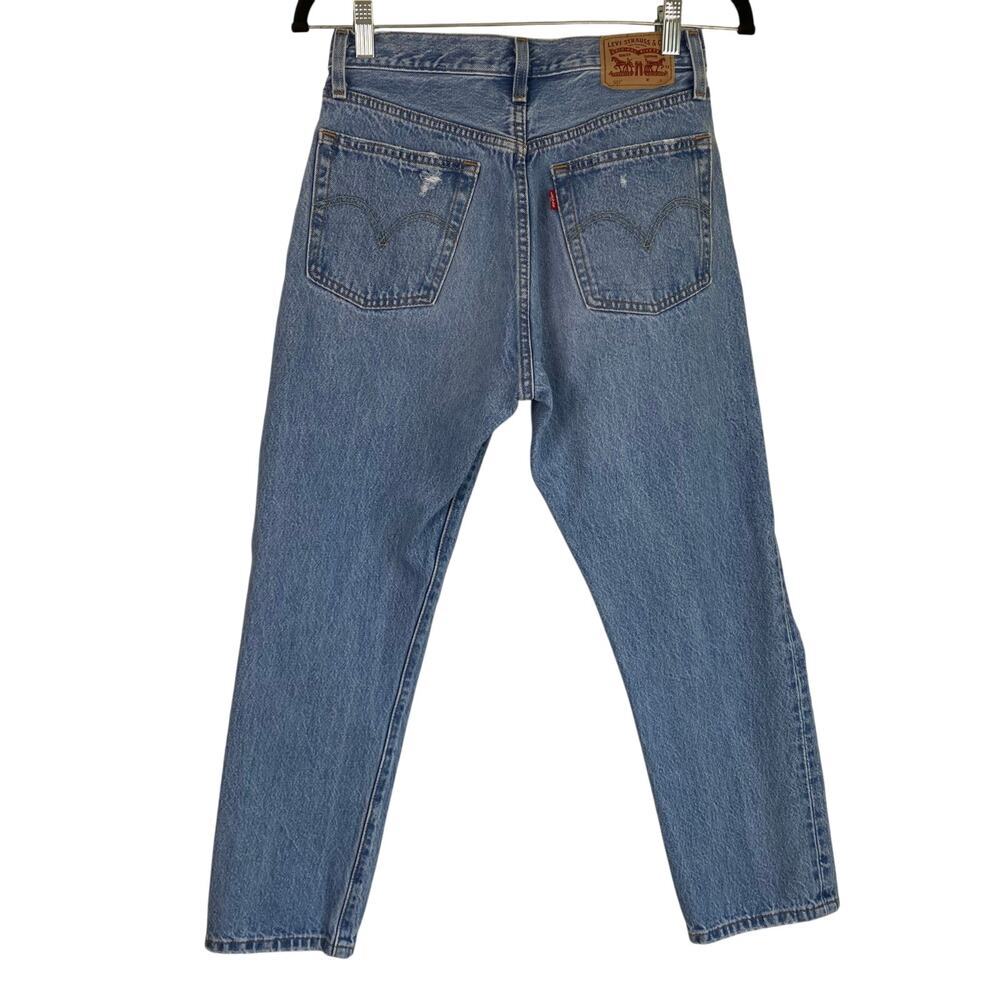 Levi’s 501 Original Cropped Womens Jeans Light Wash Distressed Vintage Wash 26 - Picture 5 of 16